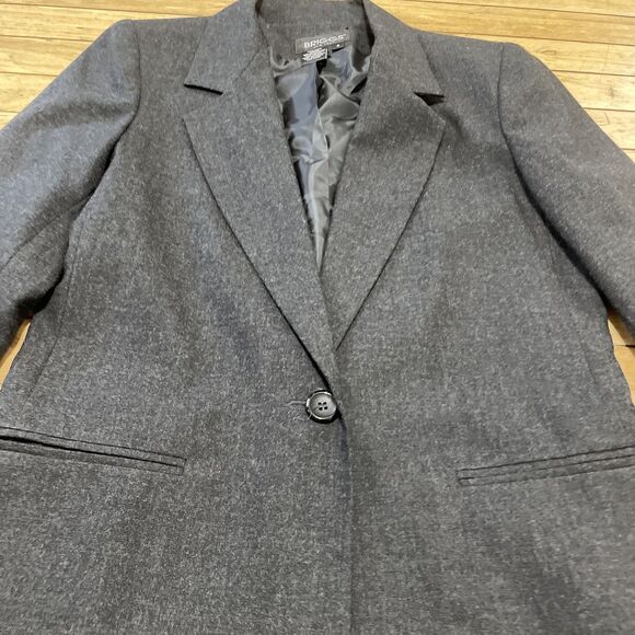 Briggs NY 100% Wool Suit Jacket Women 8 Charcoal Gray 1 Button Modern Cut Blazer - Picture 5 of 16